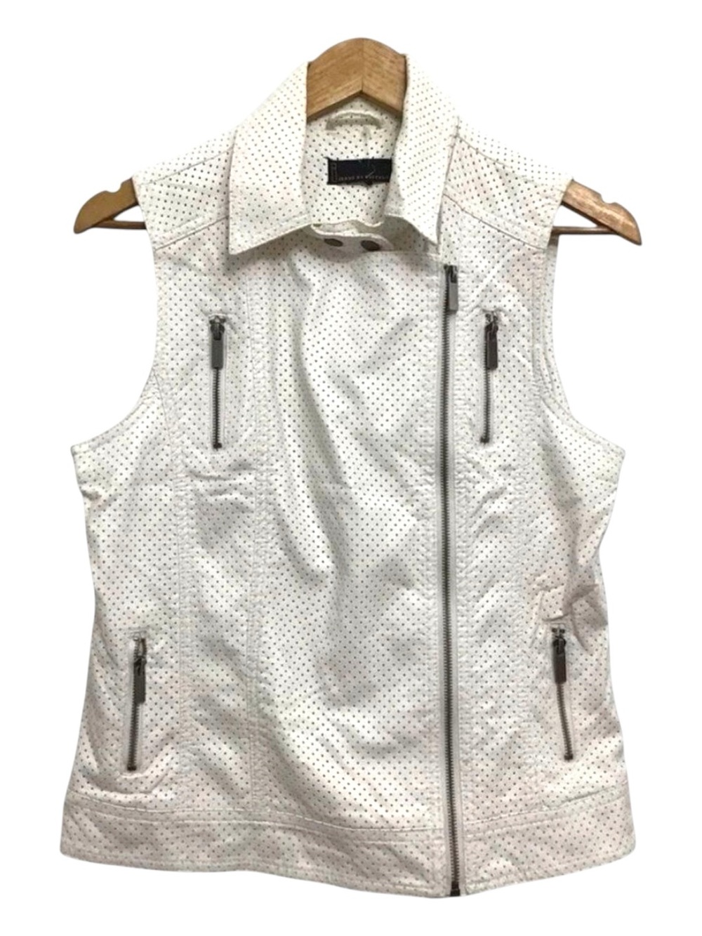 Buffalo sleeveless biker white jacket motorcycle style ecru off white vest mediu
